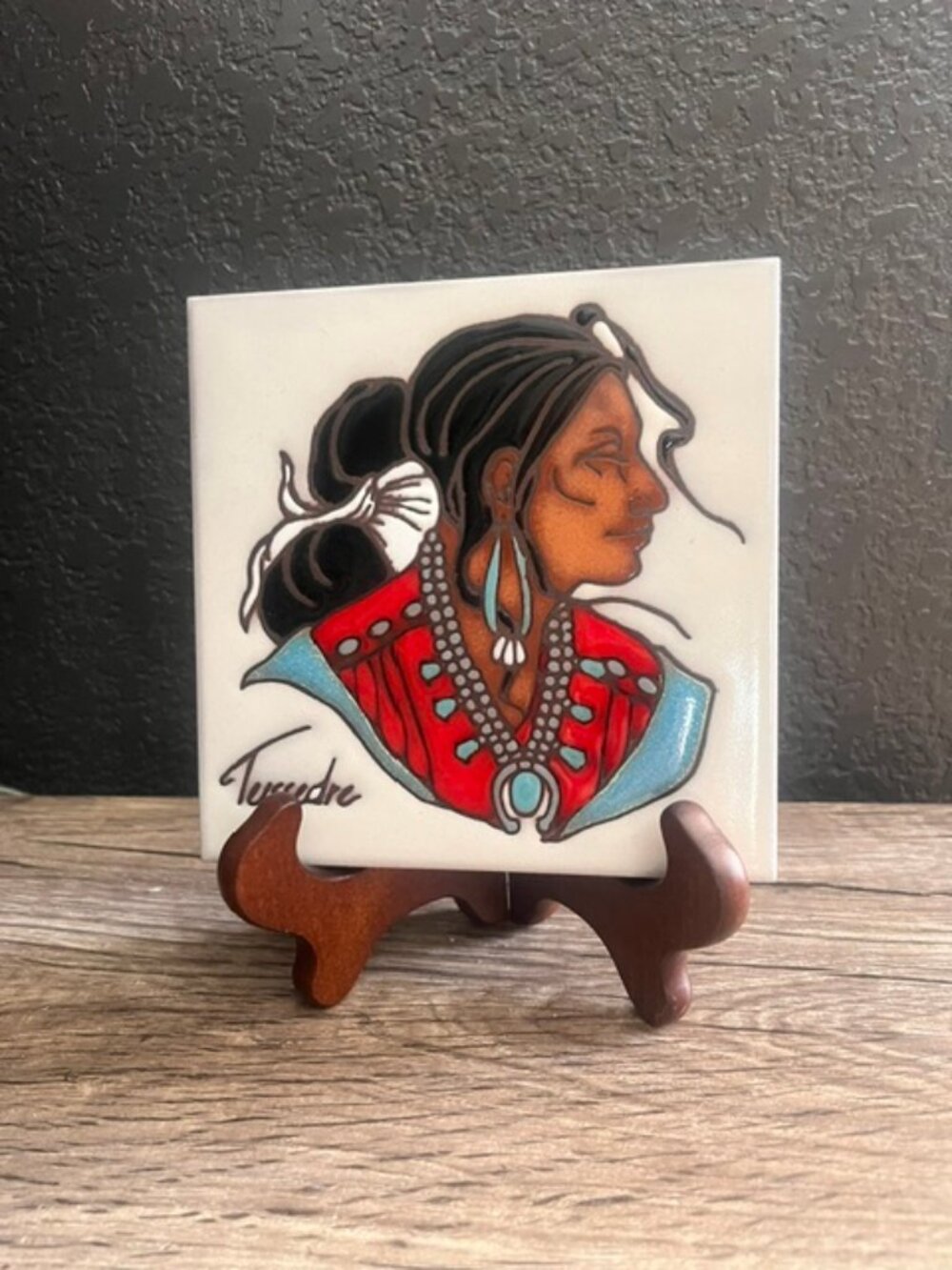 Cleo Tessedre Native American Woman Tile
